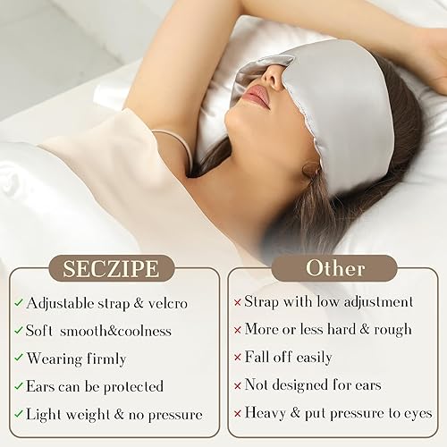 Miniatura 7 de Máscara de dormir 100% seda de morera para mujeres y hombres con banda ajustable, para dormir de lado, máscara opaca para dormir de lado, para