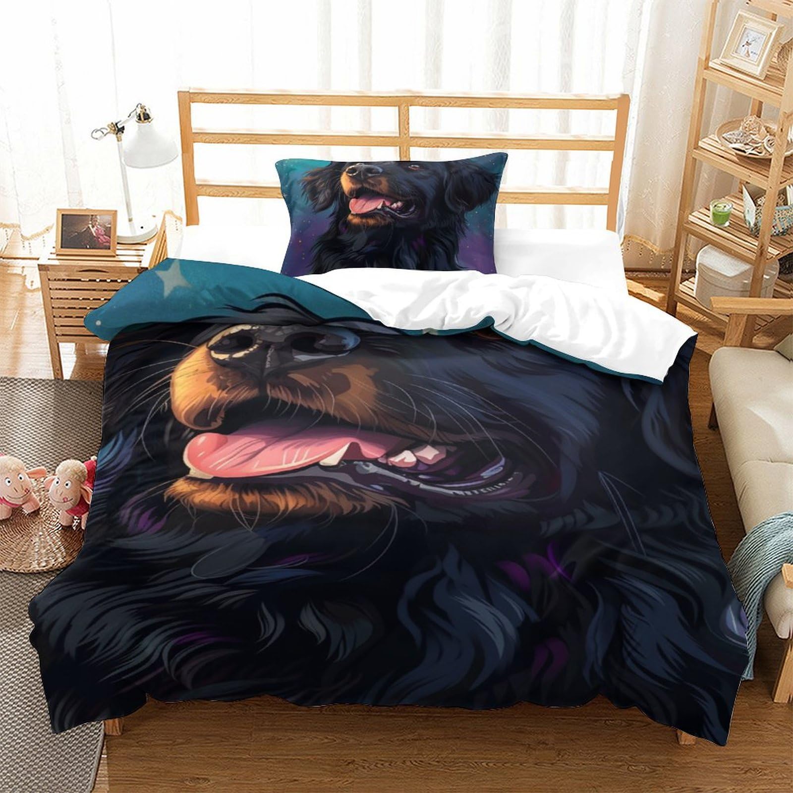 Housses de couettes 3 pièces motif chien Rowena pour un nid douillet et tendre
