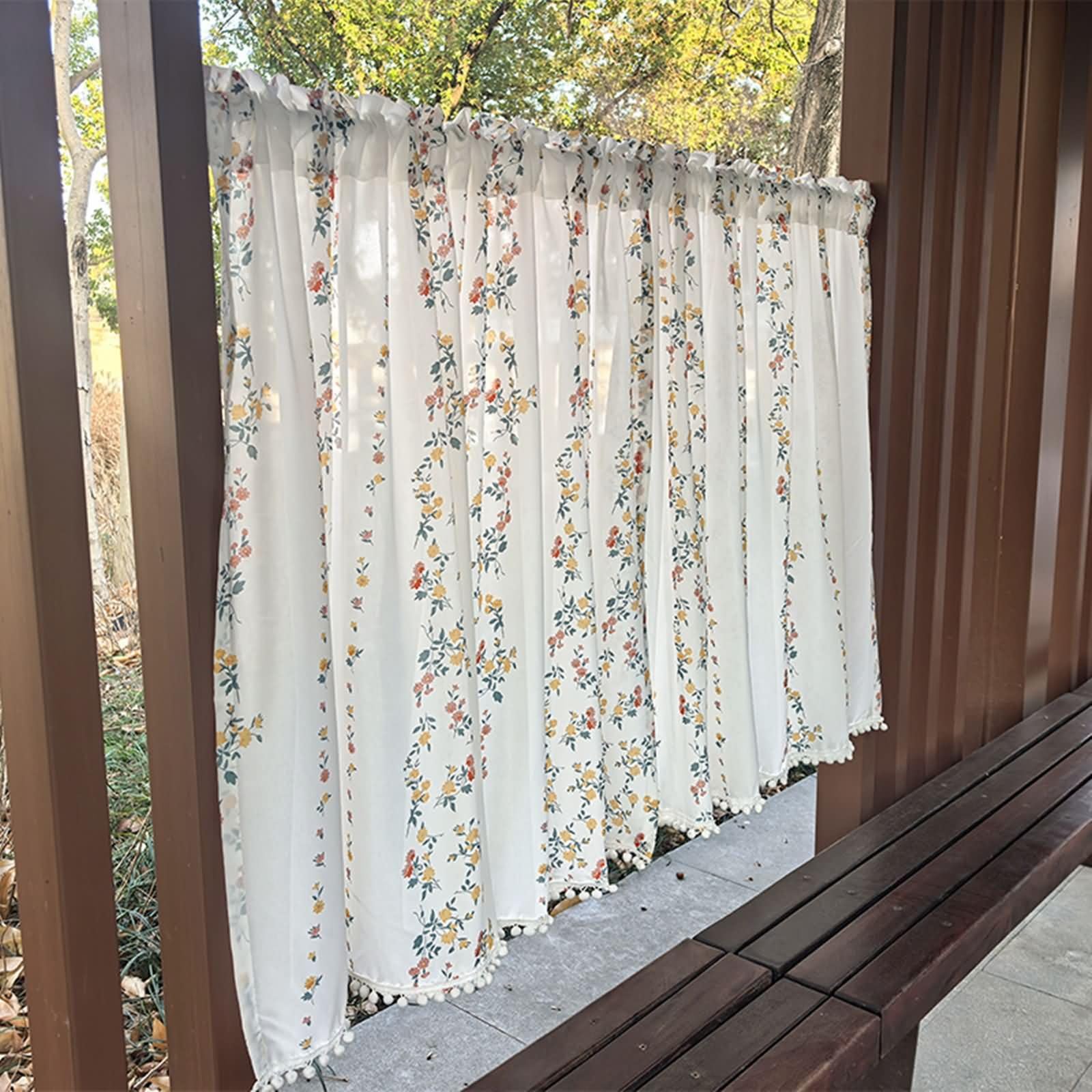 1 tenda corta in stile rustico, larghezza 150 cm, tasca per asta