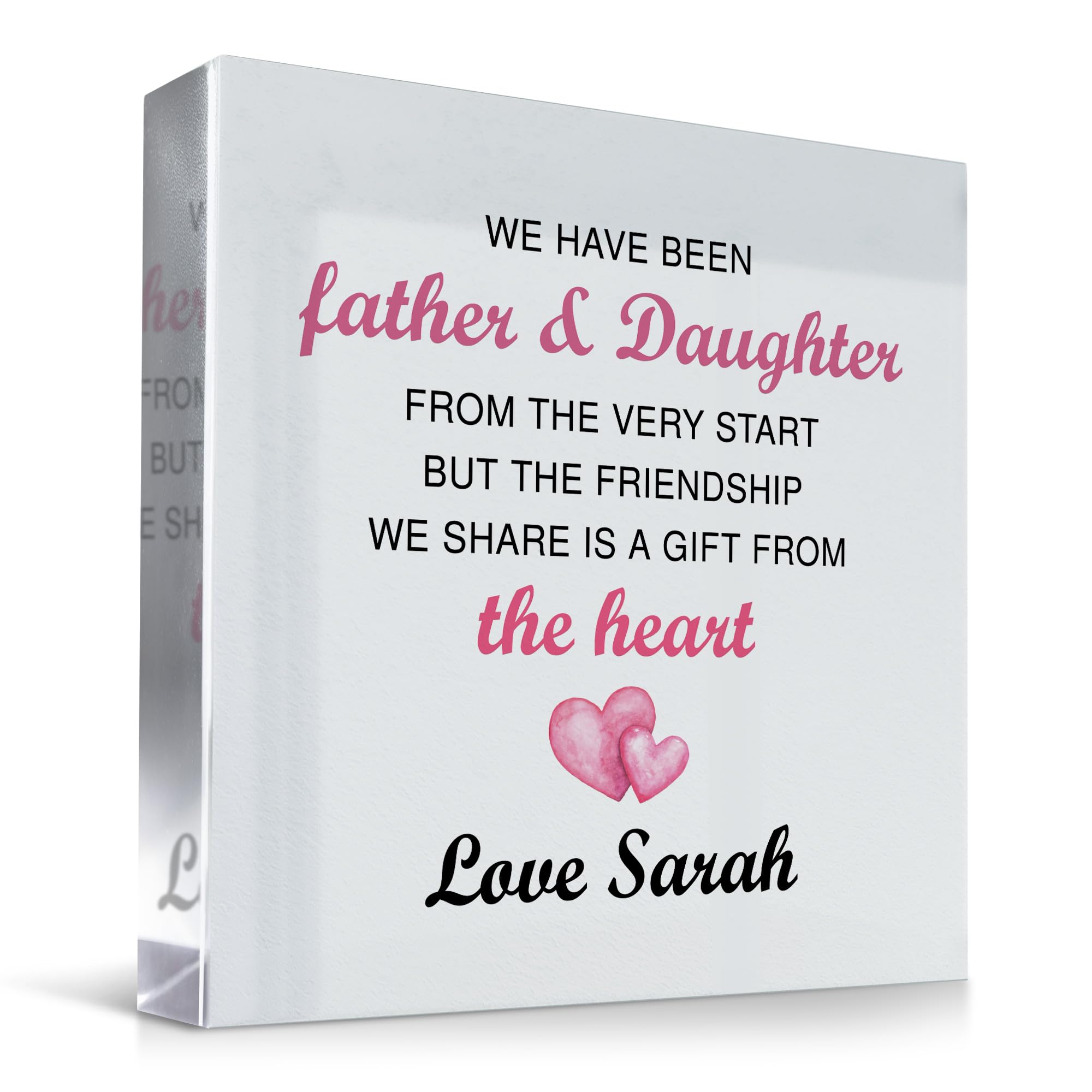 Red Ocean Father And Daughter Gifts Personalised Clear Block Gift For Father Dad Daddy For Fathers Day Birthday Dad Daughter Gift Fathers Day Dad Birthday Gift Keepsake