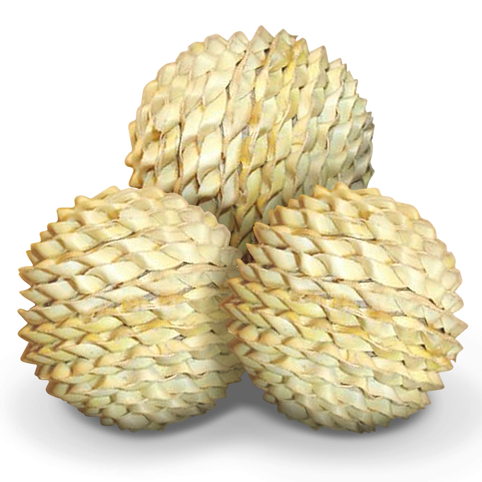CoCoo Palm Leaf Ball, 3” Round Woven Chewing and Foot Toy with Pulp Paper for Parrots, Beak and Nail Conditioner, Keeps Birds Mentally and Physically Healthy, 3 Balls per Set