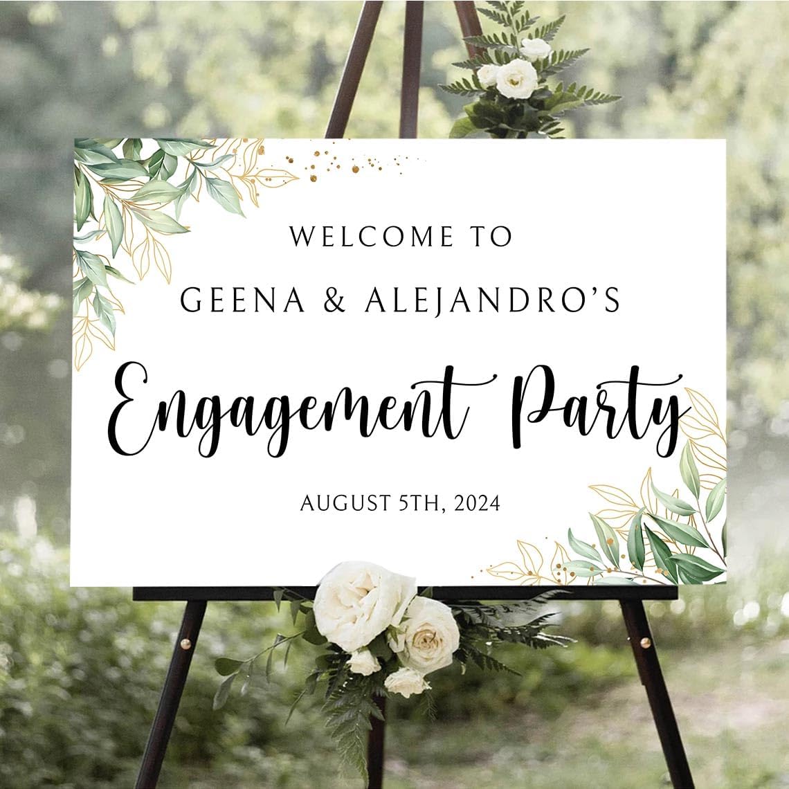 Personalized Engagement Yard Sign, Engaged Welcome Sign, Custom Lawn Decoration for Couple Celebration, Elegant Outdoor Board for Proposal Party, Romantic Entrance Décor #14