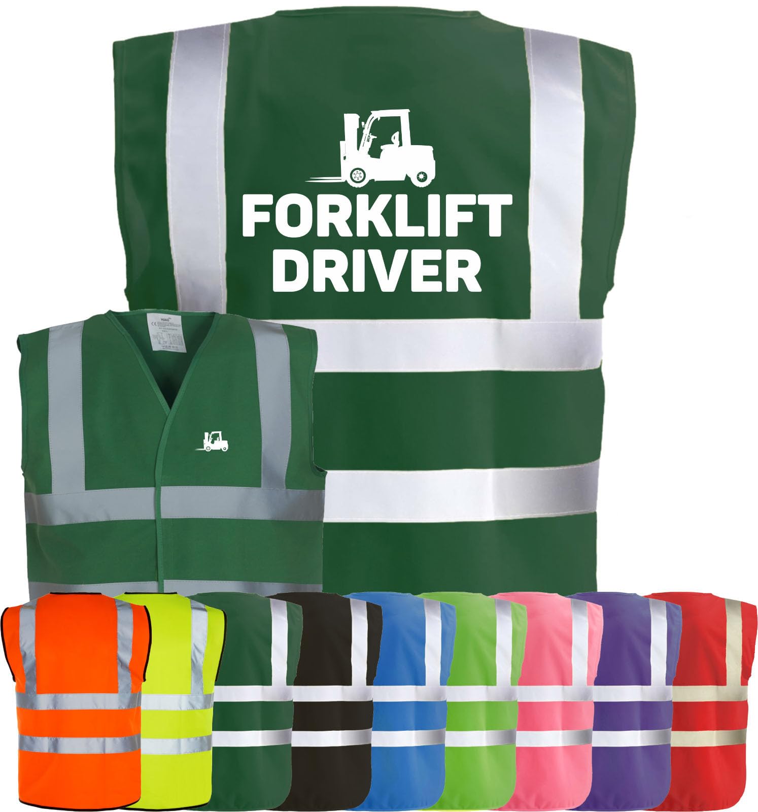 Corporate Togs FORKLIFT TRUCK DRIVER High Visibility Safety Vest Waistcoat Tabard, Health & Safety Compliant Vest, 2 Band & brace Hi-Vis Strips | Protective Safety Wear