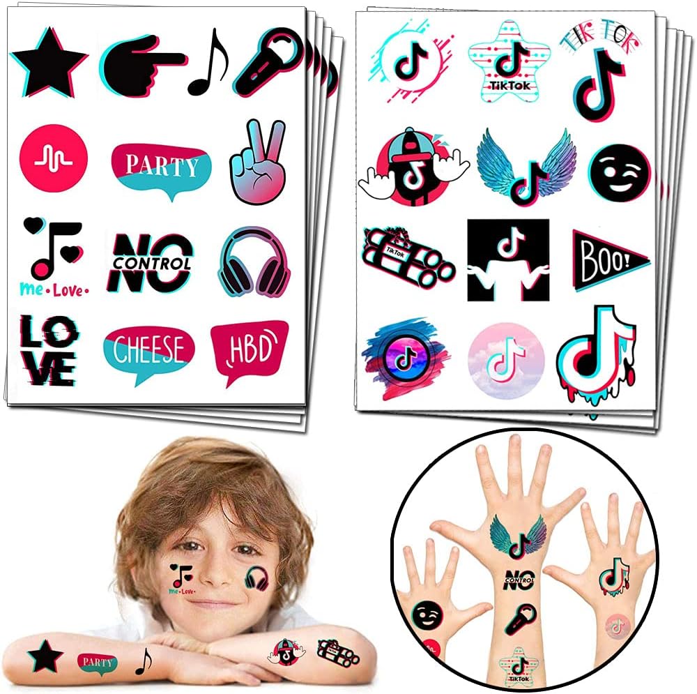Tik Tok Party Favor Temporary Tattoos for Tik Tok Birthday Party Decorations supplies for Both