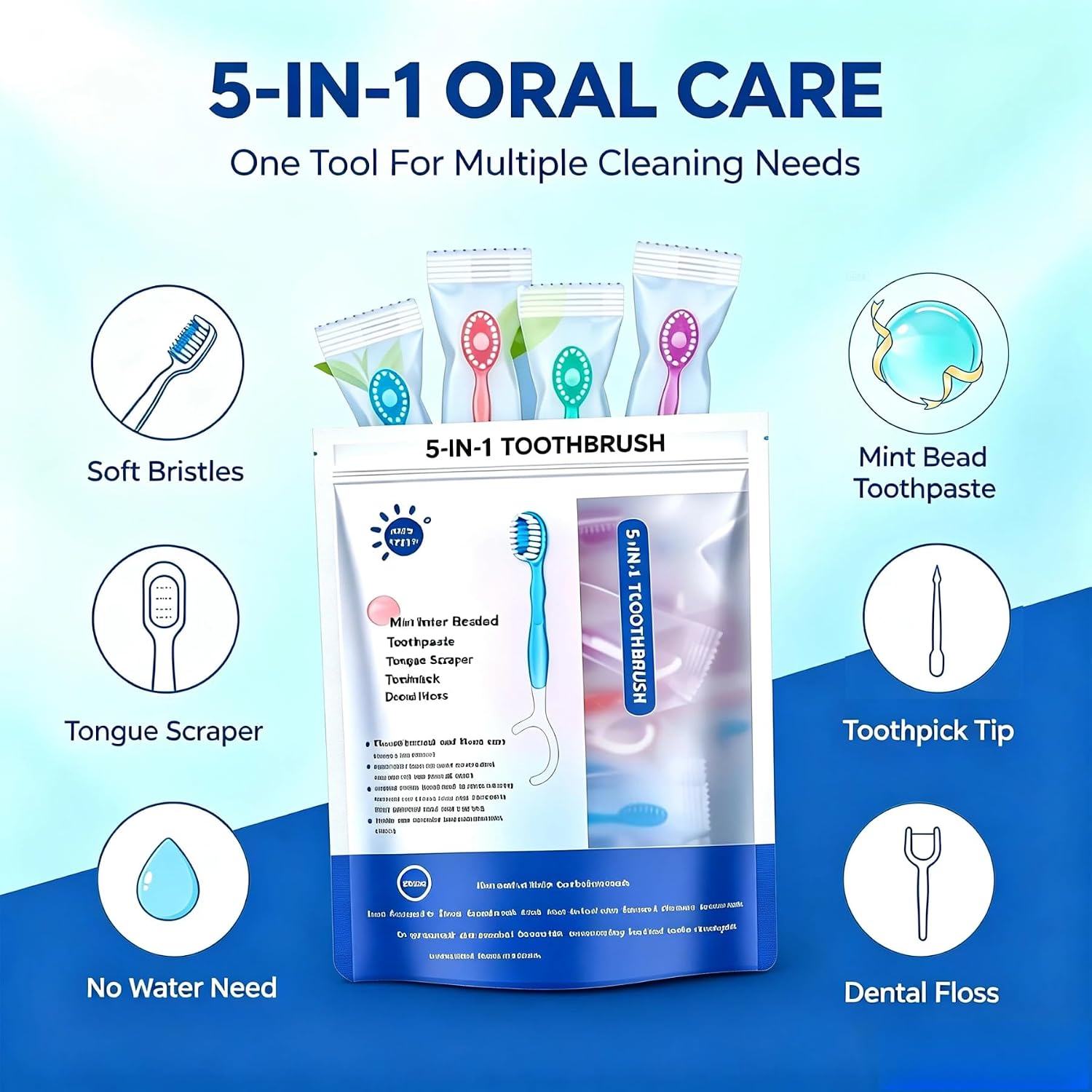 12Pack Disposable Travel Mini Toothbrush with Toothpaste image 5