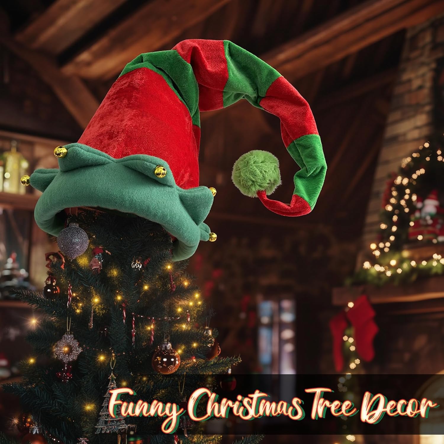 Christmas Elf Hat, Long Velvet Santa Hat with Jingle Bells for Elf Costume, Funny Hats for Men and Women Novelty Christmas Gifts for Adults Halloween New Year Festive Party Supplies - Image 6