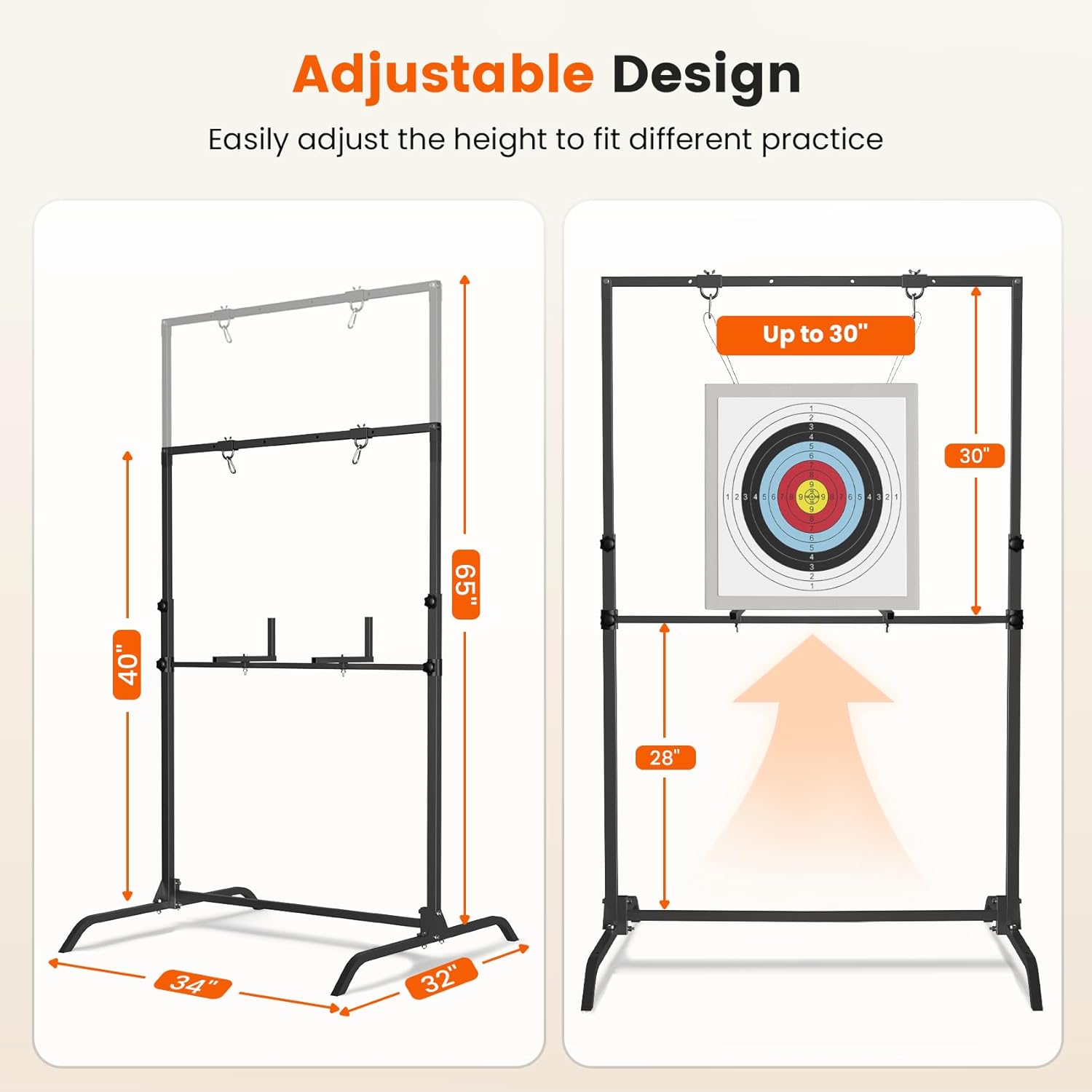 JY PERFORMANCE Archery Target Stand, Adjustable Target Stand for 30 Inch Bag and Foam Targets, Bow and Arrow Target Stand for Backyard, Range, Indoor, Outdoor Shooting