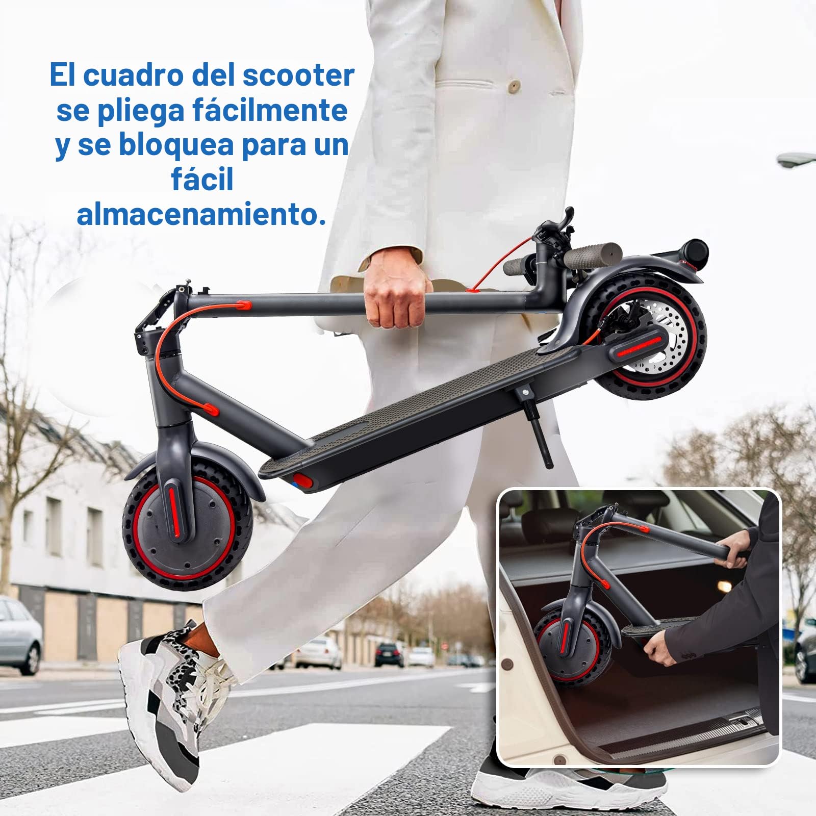 8.5" Patinete eléctrico Plegable de aleación, Conexión App Móvil,30Km de autonomía, batería 387 WH, Carga máxima 120KG Gris