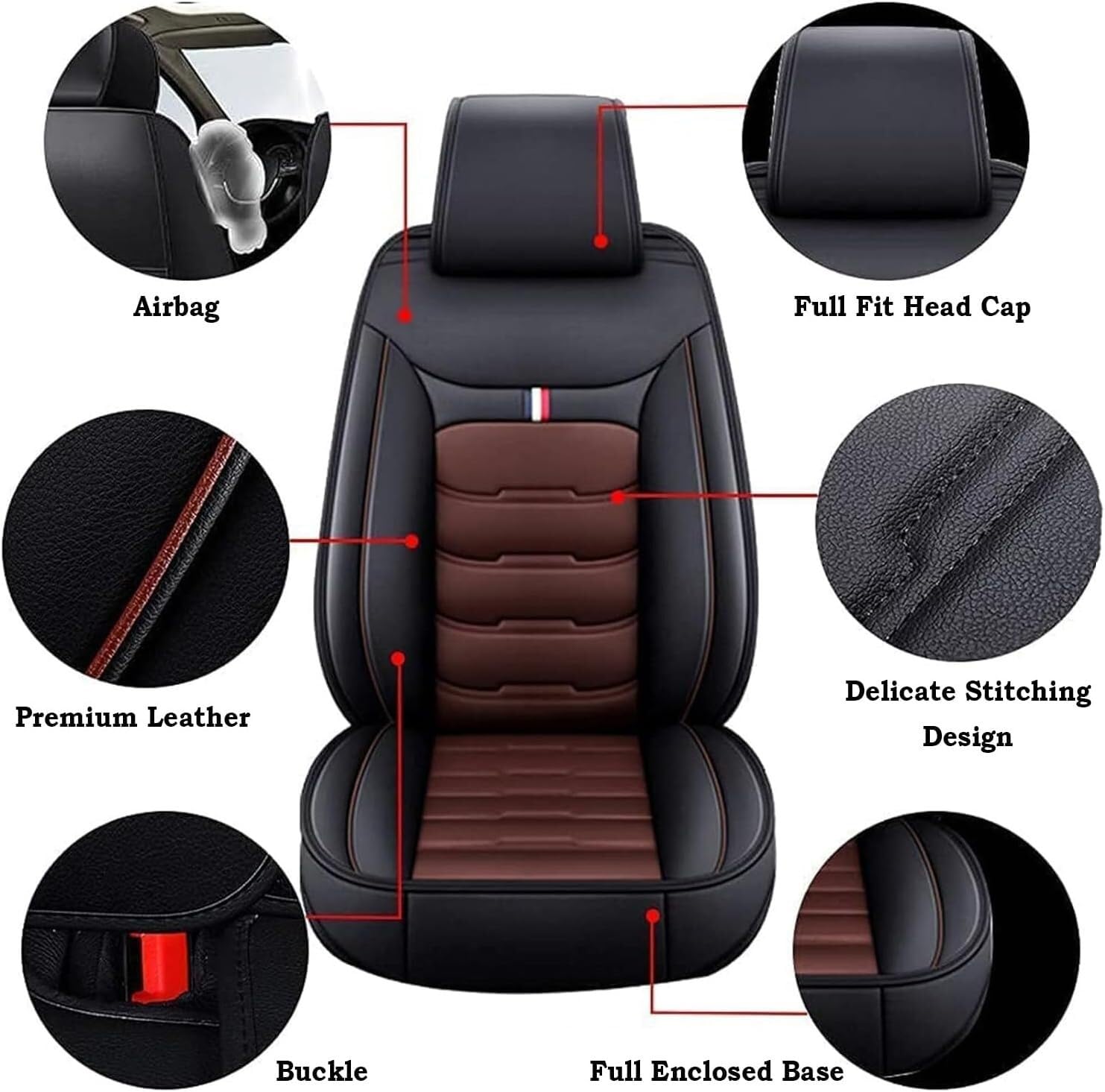Auto Sitzbezüge für T-Cross T-ROC Taigo, Leder Autositzbezüge Sets, 5 Sitzer Schonbezüge Sitzschoner Vorne Hinten Wasserdicht Sitzauflage Accessories(D(Black Coffee))