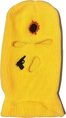 YTNKIV 3-Hole Ski Mask Woolen Personality Knitted Hat Warm Outdoor Full face Cycling Windproof Mask Balaclava (Yellow)
