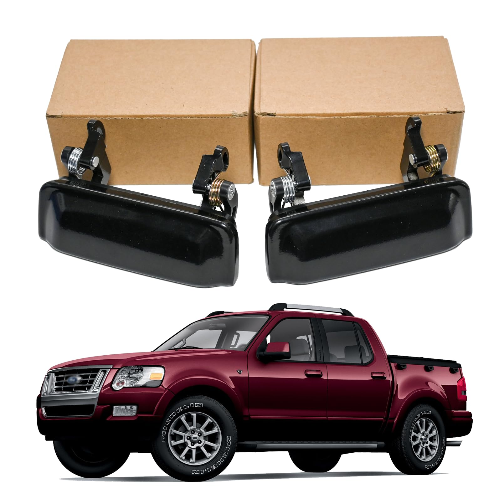 RYSPLORE 2Pack All Metal Exterior Door Handle for 1998-2011 Ford Ranger 01-10 Mazda B2300 B3000 B4000 Outside Left&Right Side Metal Handles OE# 2L5Z1022404BAA (Alloy Steel, 2 Pack)