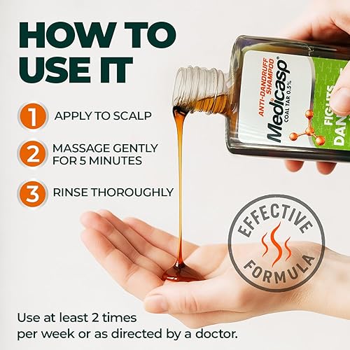 Miniatura 8 de MEDICASP Shampoo anticaspa con alquitrán de hulla Trata la caspa dermatitis seborreica y psoriasis 6 onzas líquidas