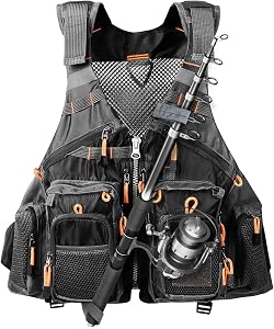 TOMSHOO Fly Fishing Vest for Men Women One Size Fits Most | Lightweight Fishing Jackets, Adjustable Strap with Mesh Shoulder Pad, Multi Pockets, for Outdoors Stream Travel Hiking