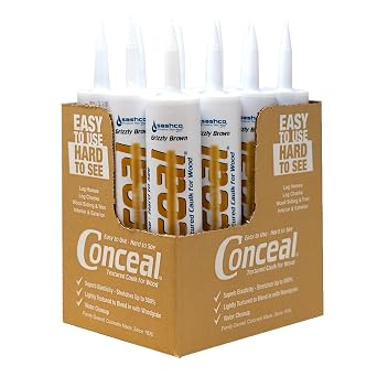 Sashco - 46090-12 Conceal Textured Wood Caulking, 10.5 Ounce Tube, Grizzly Brown Pack of 12