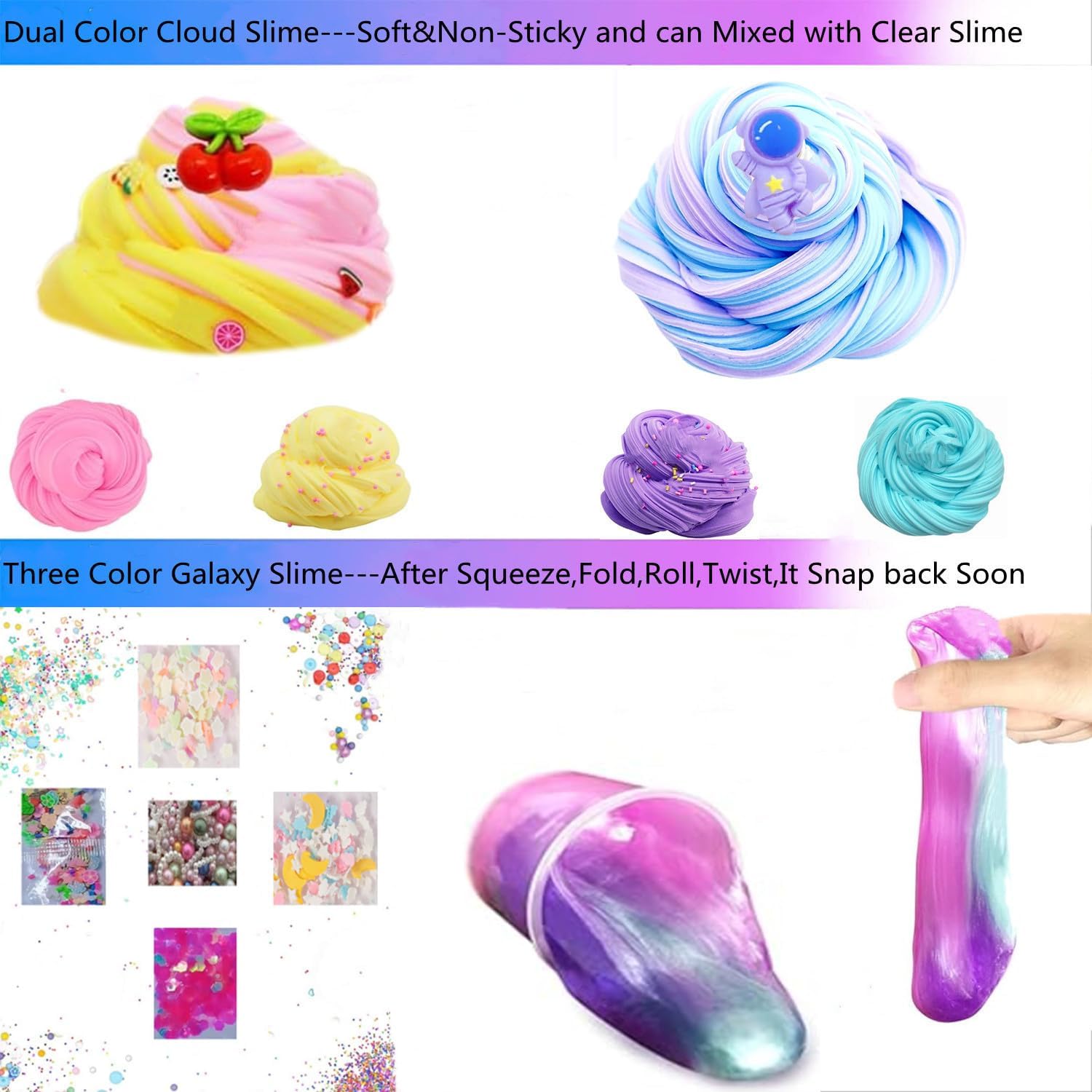 Crunchy Slime Set 12 Packed for Kids,Super Soft and Non-Sticky Stress Relief Clear Slime Kit Toy,DIY Butter Slime Party Favor for Girls & Boys Goodie Bags Stuffers Totally 19OZ/540ML