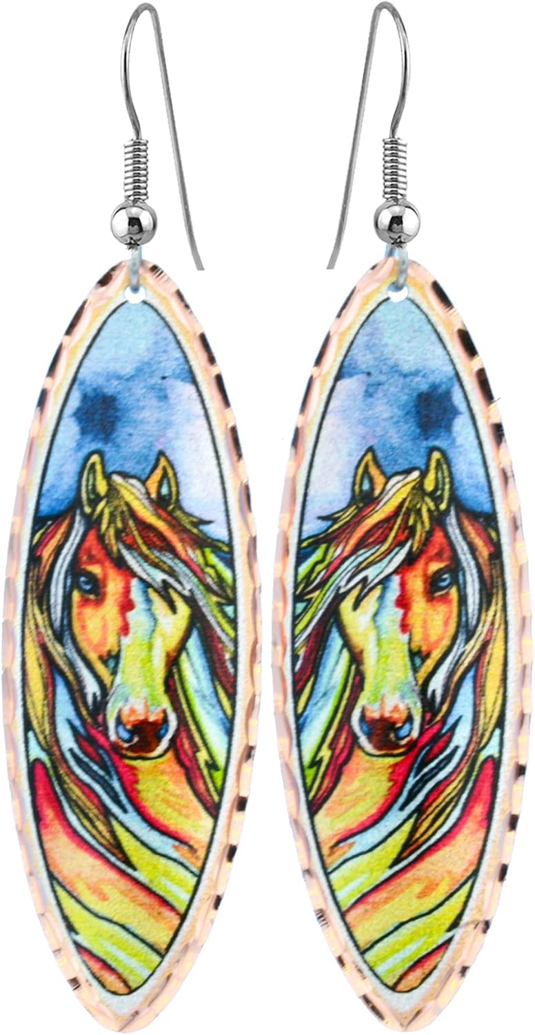 FRONT LINE JEWELRY Artisan Copper Native Earrings – Elliptical Cut-Out Elongated Teardrop Design with Turtle, Dragonfly, Butterfly, Bear, Hummingbird, Maple Leaf, Flower, Horse & Haida-Inspired Motifs