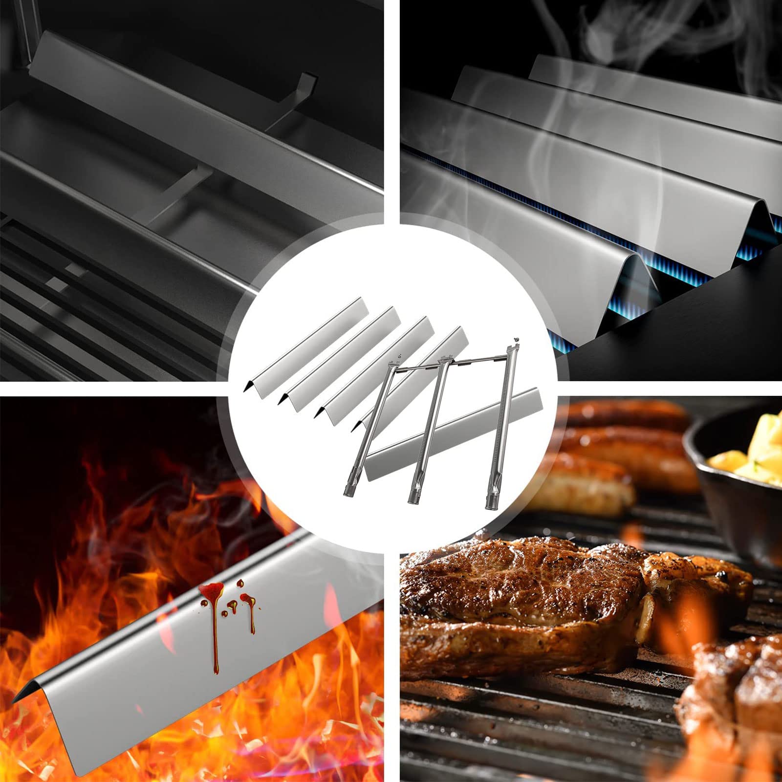 WELL GRILL Bruciatore per griglia da 45,7 cm, barra aromatizzante da 38,9 cm, kit di ricambio per barbecue Weber Spirit serie 300 con pulsanti frontali (2013-2017), Weber 69787, 7636