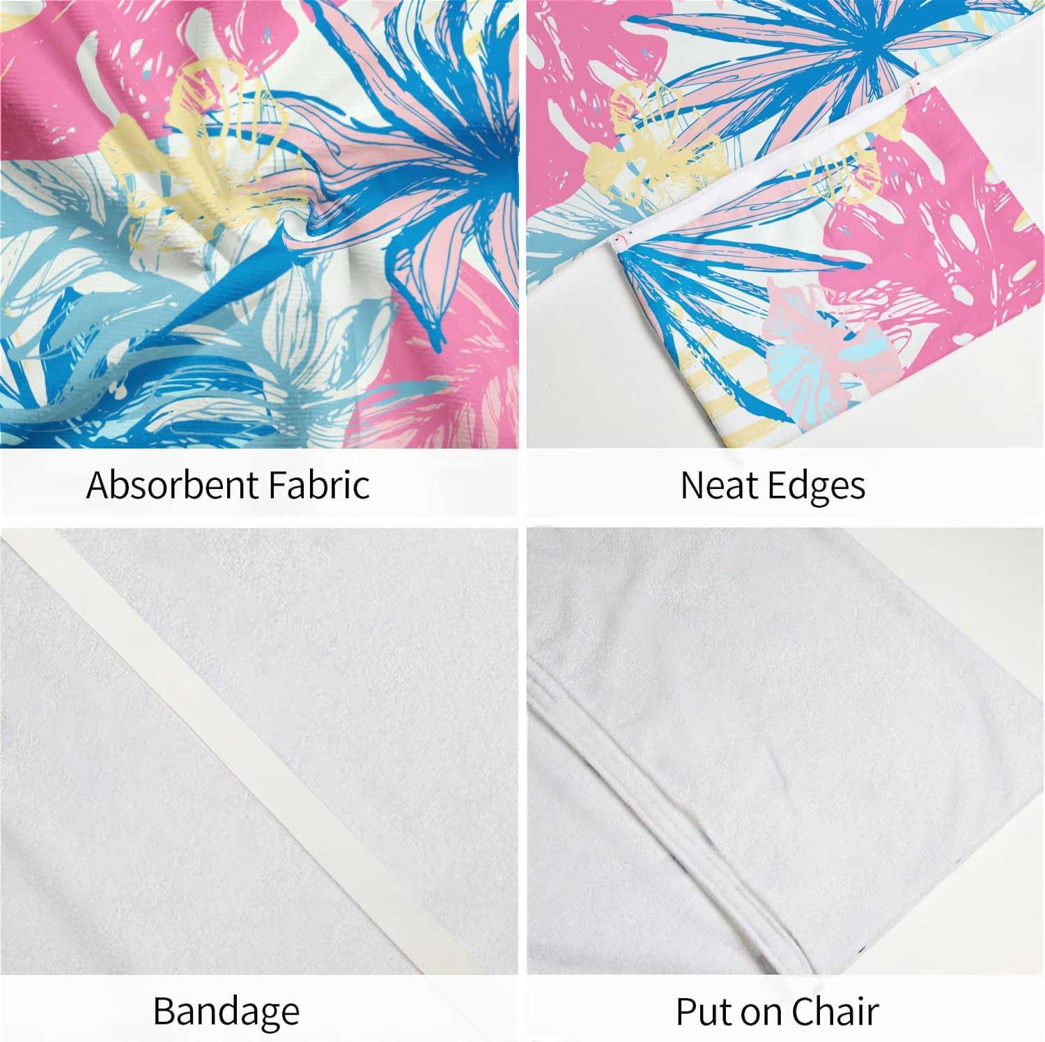Mrcrypos Patio Chaise Lounge Covers,Tropical Leaves Palm Banana Retro Style Art Lounge Chair Cushion Cover,Beach Chair Covers with Pockets Pack of 2 for Outdoor Trips Garden Beach Pool,82.6"X29.5"