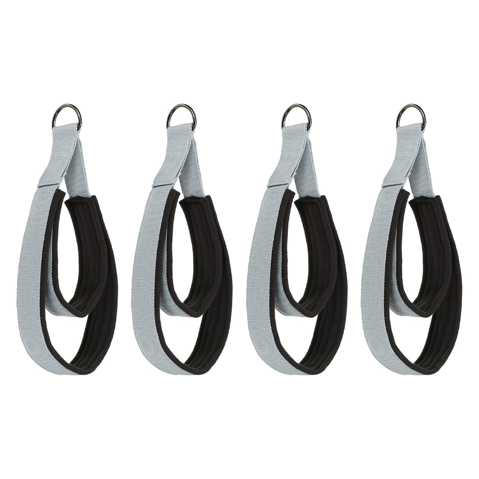 YELARXI Pilates Double Loop Strap, D-Ring Padded Fitness Strap Pilates Handle Exercise Yoga Equipment 4Pcs & Gray -Fitting for (Reformer/Yoga/Home Gym/Workouts)