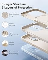 Vista 5 de ESR Serie Cloud Funda para iPhone 15 Pro con MagSafe, soporta carga magnética, delgada, de silicona líquida, absorción de golpes, protección