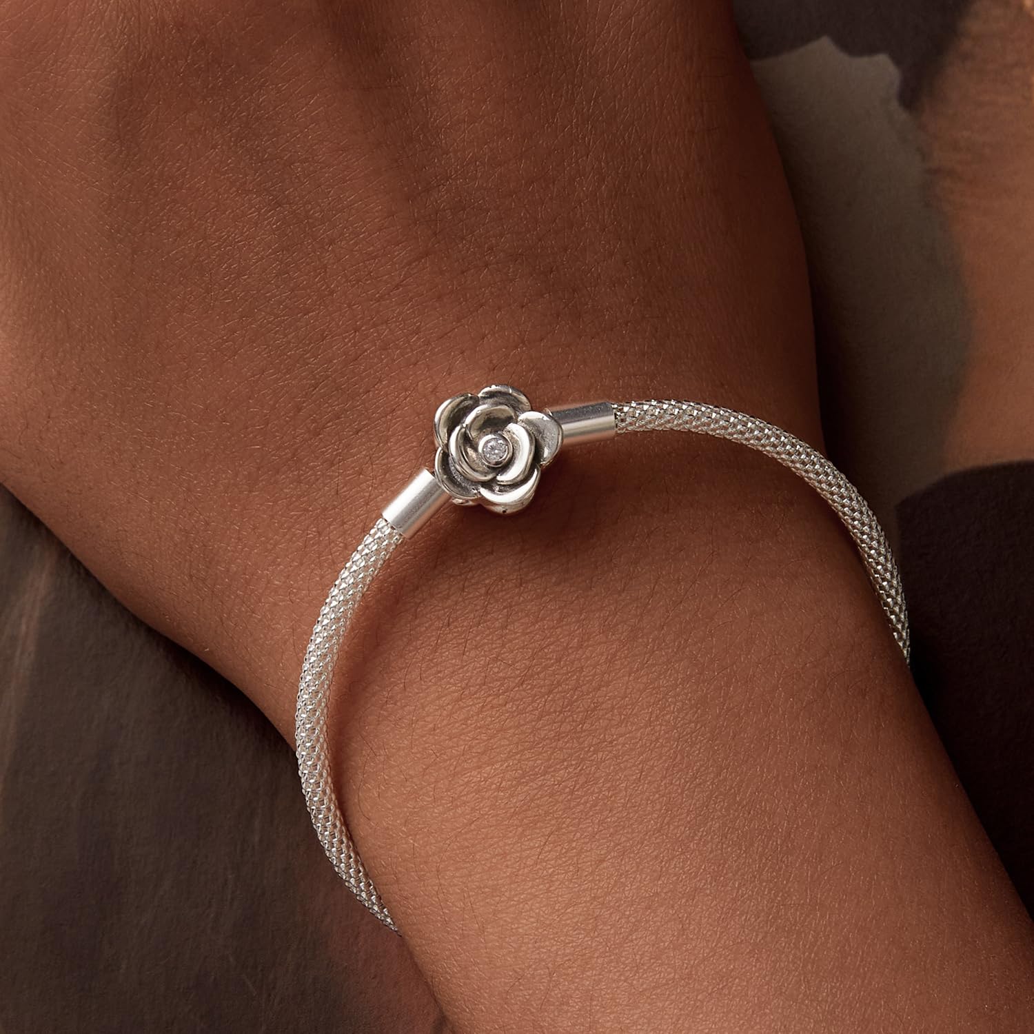 YDYDTTKD Pulsera Moments con Cadena de Serpiente con corazón y Cierre Infinito, con Escritura Love Forever, Pulsera de Plata para Mujer, Regalo para Ella