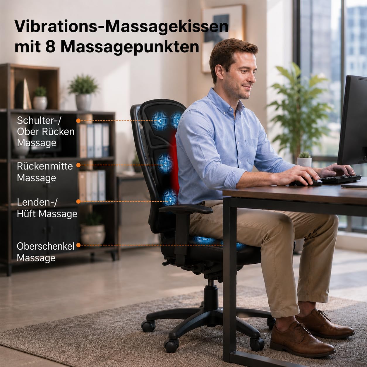 Massagesitzauflage mit Wärme,10 Vibrationsmotoren Massageauflage mit Vibration für Rücken und Nacken,Sitzkissen zur Entspannung,Rückenmassagegerät Hause Büro,Geschenke für Männer/Frauen/Mama