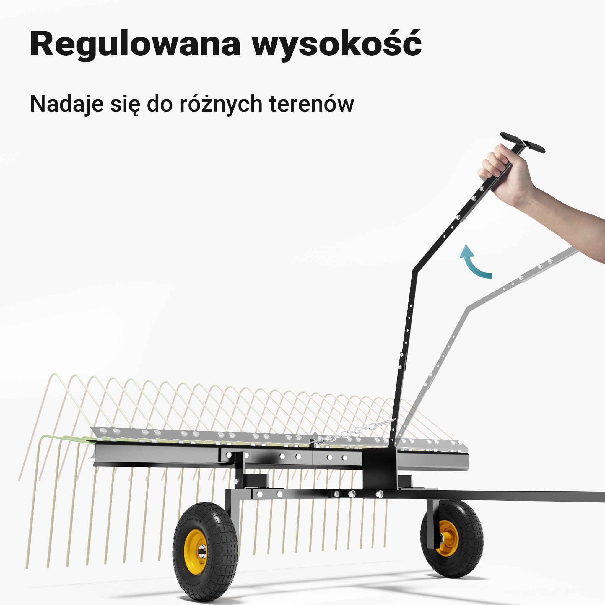 Wiltec Aerator do traktorka kosiarki o szerokości roboczej 148 cm ze stali gabie do usuwania mchu i grabienia liści do kosiarek traktorków ATV