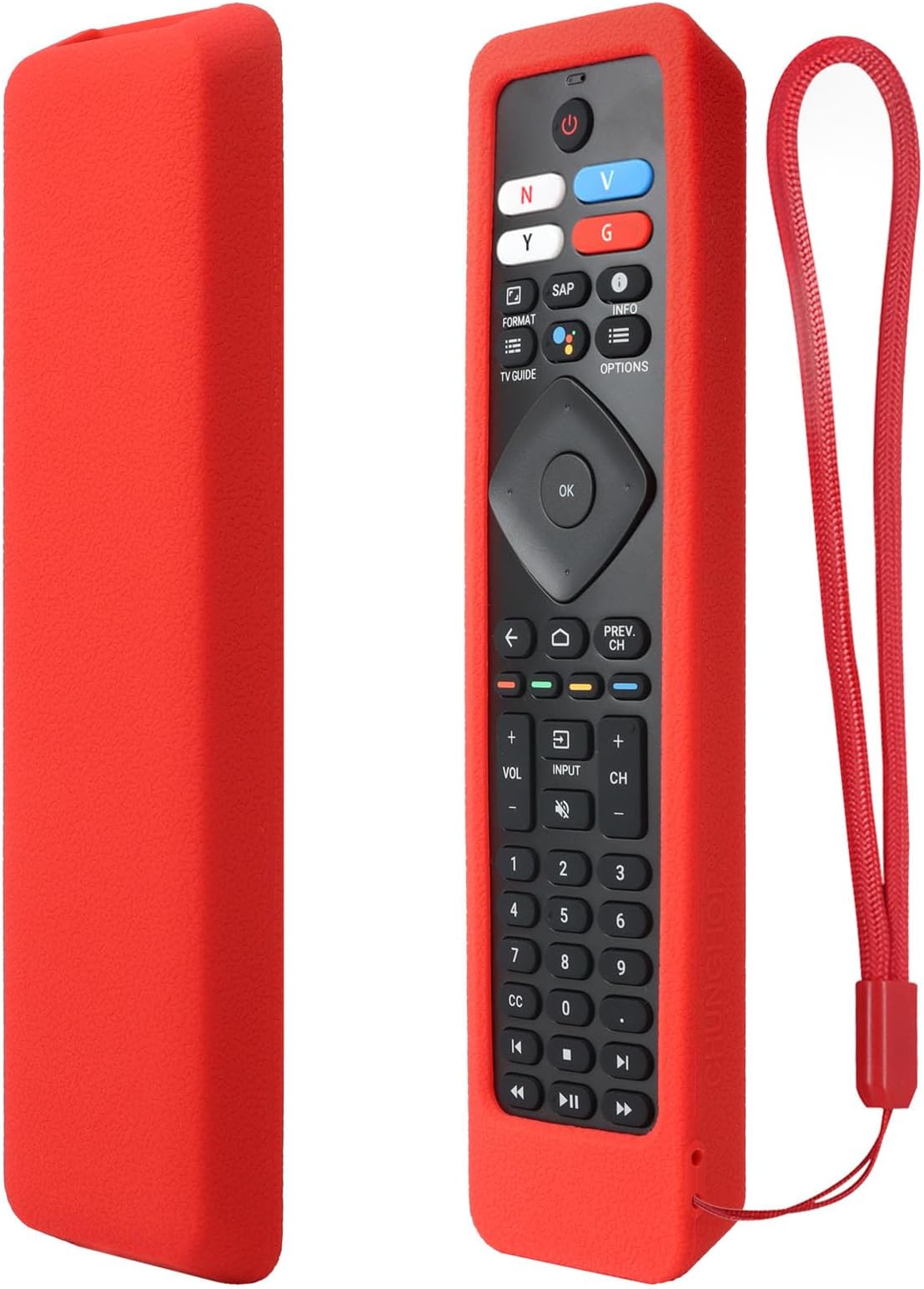 CHUNGHOP Silicone Remote Case ONLY for Philips Android TV Remote Control RF402A-V14 NH800UP URMT47CND0 BT800 URMT26RST004, Remote Cover Washable, Shockproof - Red
