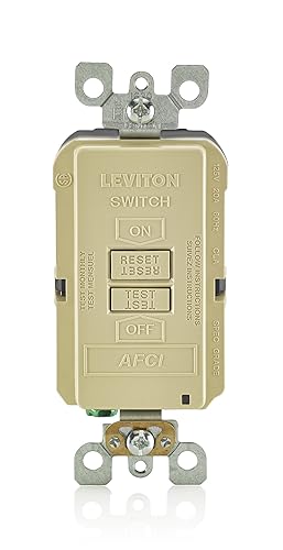 Miniatura 1 de Leviton AFCI de cara en blanco, 20 amperios, autoprueba, luz indicadora LED, proporciona protección AFCI donde no se necesita una toma de corriente,