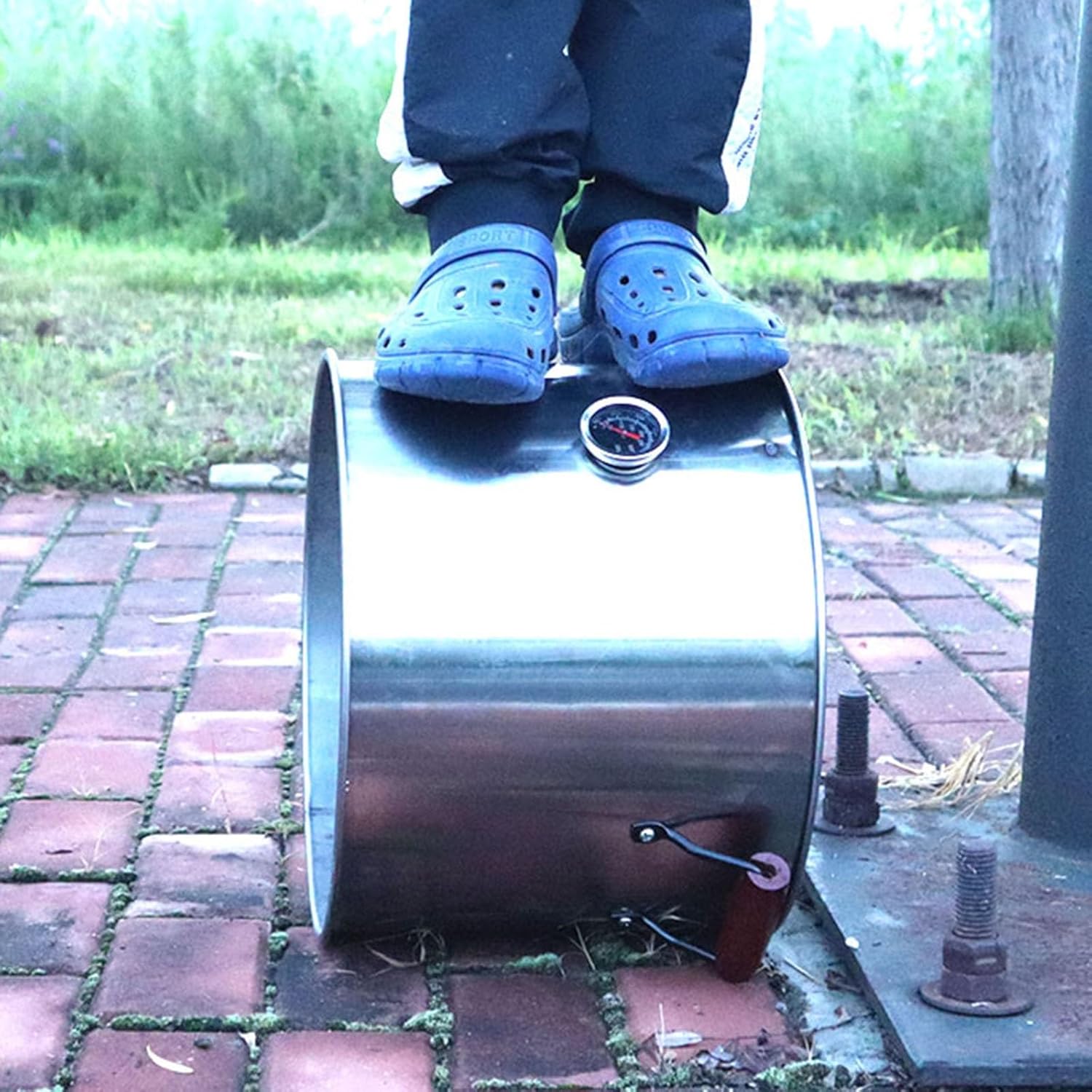 Stainless Steel Hanging Grill Charcoal Stove Detachable Barbecue Barbecue Split Design Easy to Clean with Thermometer Outdoor Smokeless Charcoal Stove Hanging Grill for Kebabs Can Be Use with Grill Ne