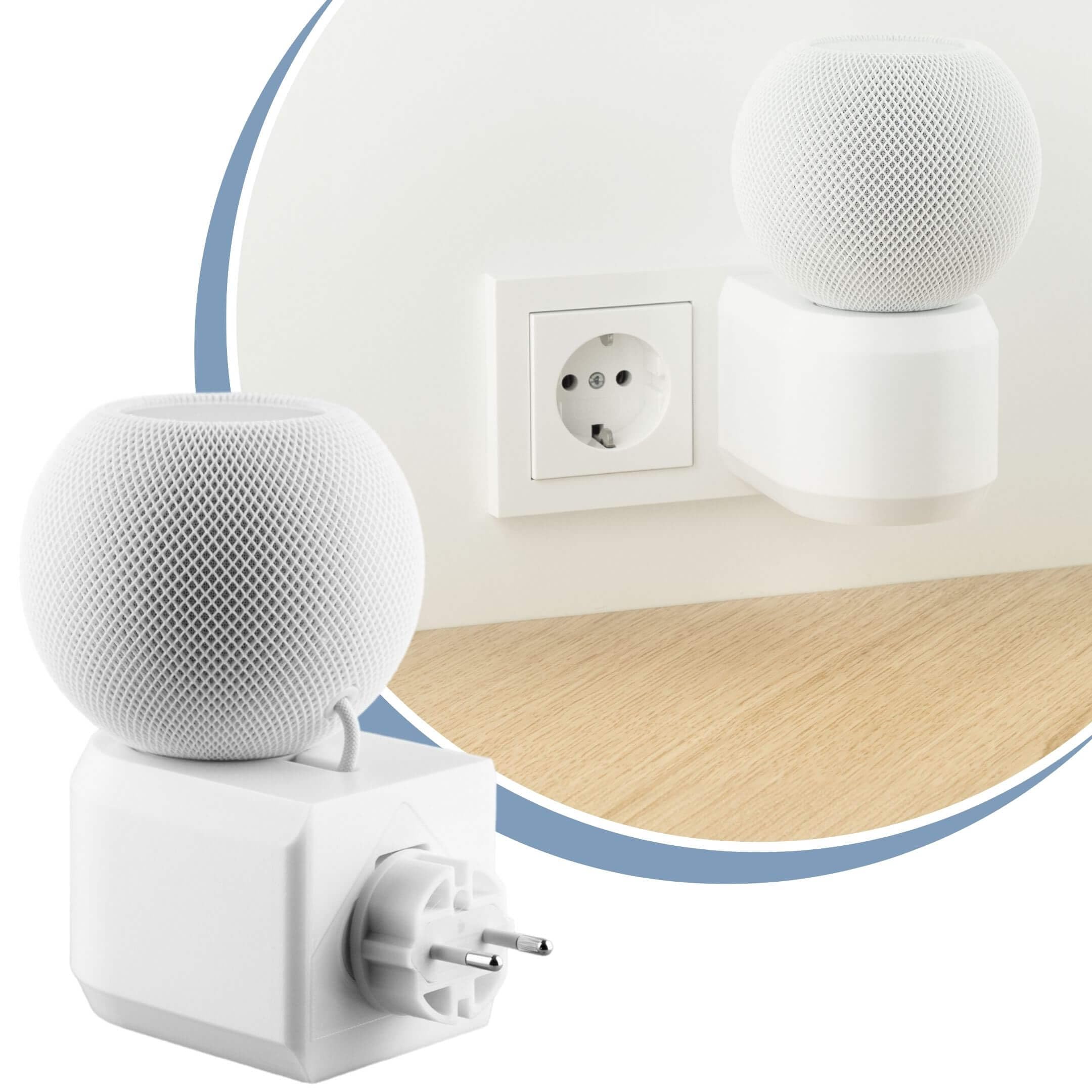 Halterung Steckdose für Apple HomePod mini - Lautsprecher Wandhalterung mit Kabelführung Halter ohne Bohren -HomePod mini Wandhalter & Lautsprecher Ständer - Weiß