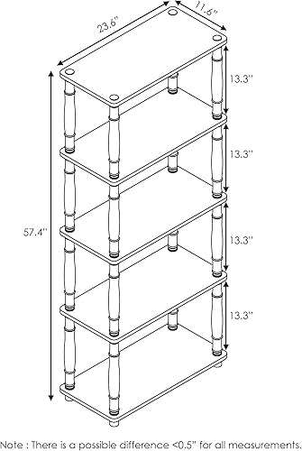 Miniatura 3 de Furinno Turn-N-Tube - Estantería multiusos de 5 niveles, estantería para exhibición, almacenamiento o libros, de tubos clásicos, color roble sonoma