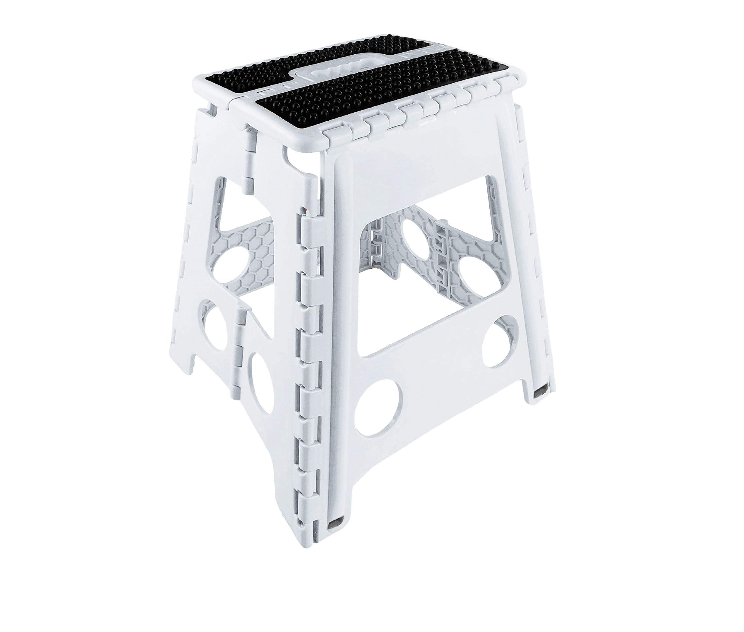 Folding Step Stool 45cm Height Anti Slip Top & Feet Compact Easy to Store Perfect Kitchen Bathroom Bedroom Garage Home Step (White Step Stool)