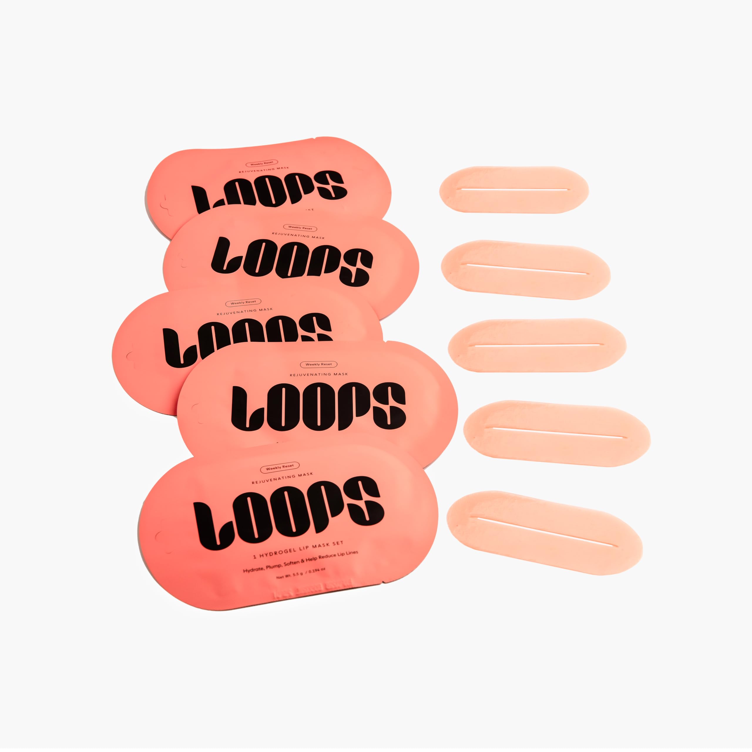 LOOPS Weekly Reset Korean Hydrogel Collagen Lip Mask, 5 Pc