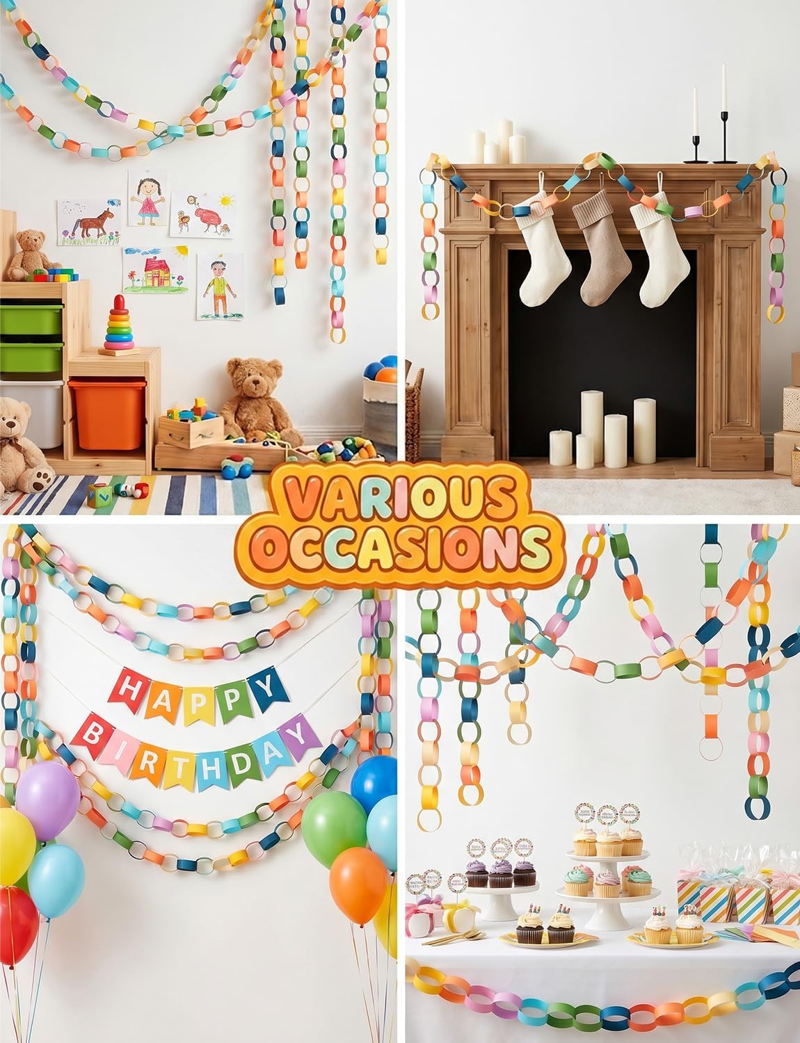 800pcs Sheets Pastel Paper Chain Strips with 2 Roll Double Sided Tape, 1 x 8 Inch Paper Chain Garland About 154 Feet for Crafting DIY Construction Paper Chains Home Party Decorations