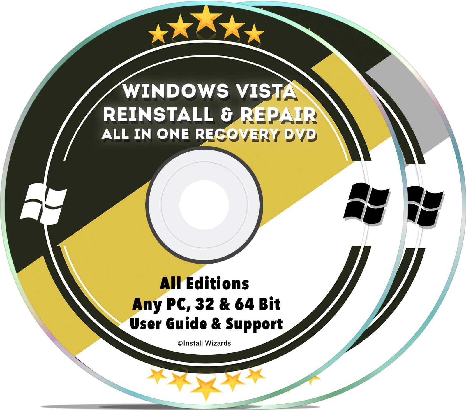 Installation Repair Disc for Windows Vista Recovery - Any PC Computer 32 & 64 Bit Dell HP All Brands w/ User Guide