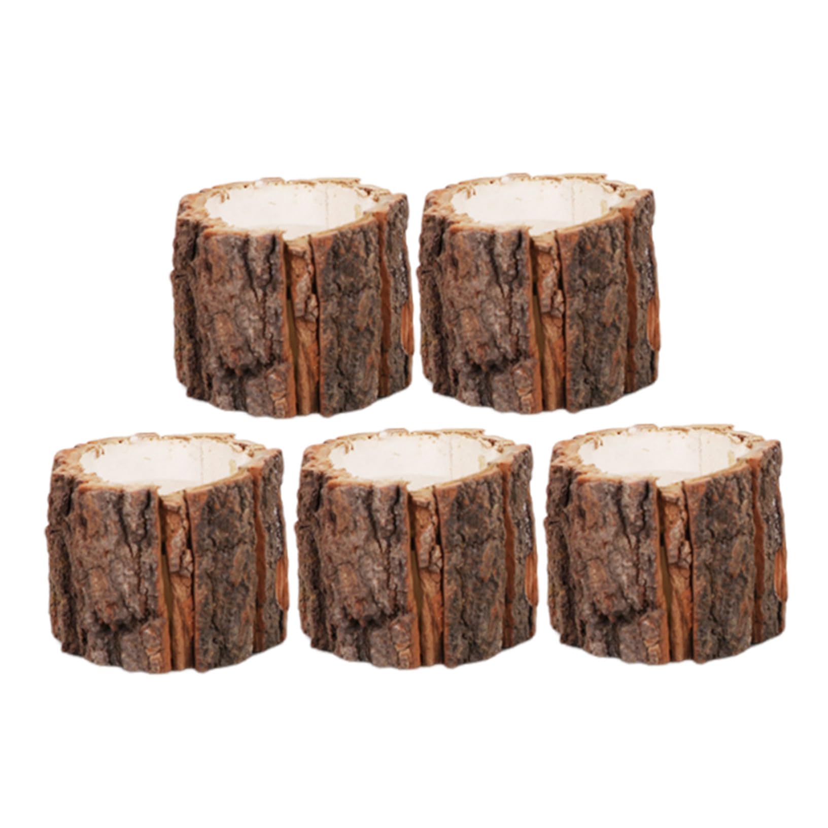 Portalápices de Madera Diseño Corteza, Set de 5 Pcs