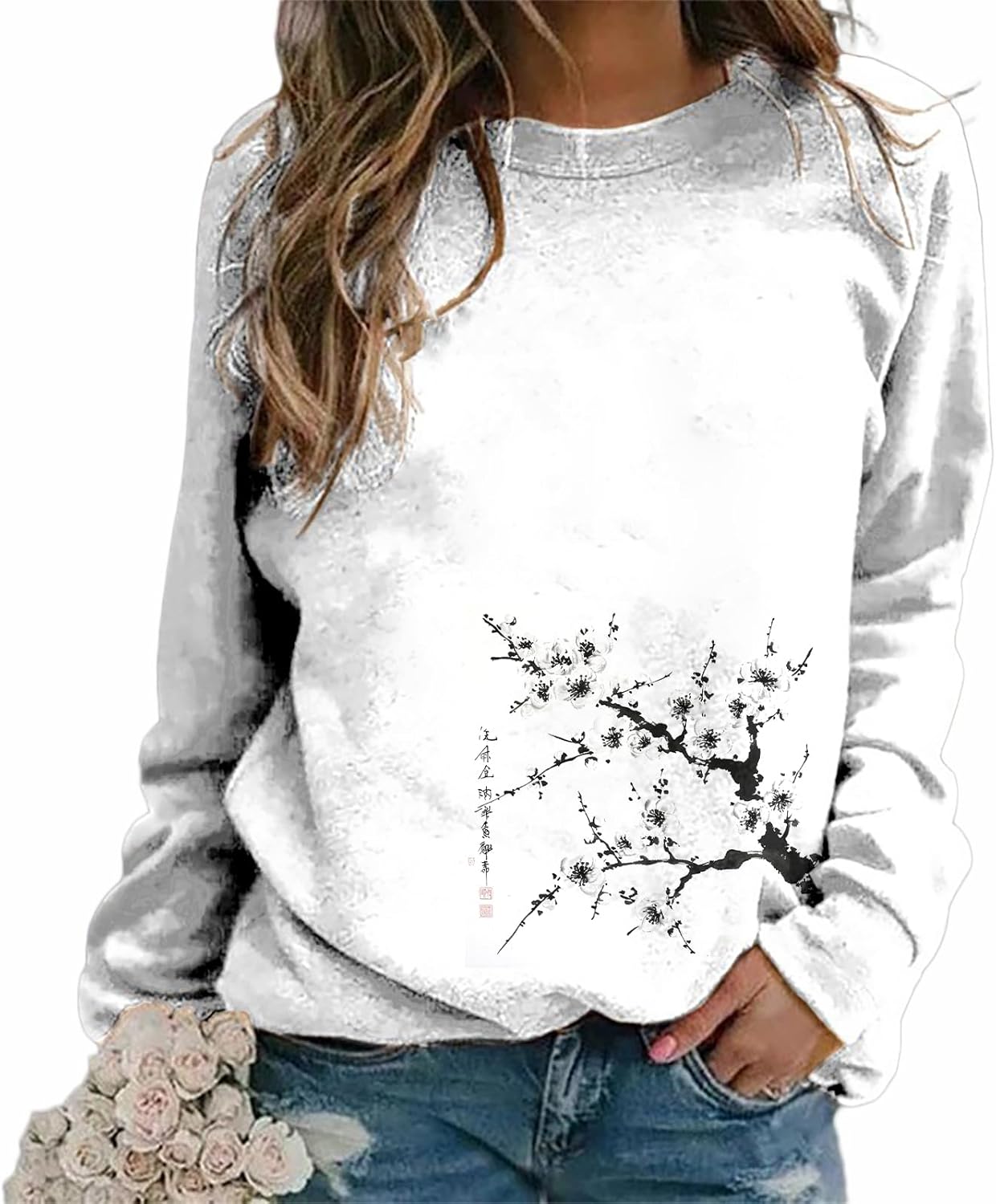 domirica Graphic Sweatshirts for Women Trendy Pullover Crewneck Casual Long Sleeve Shirts