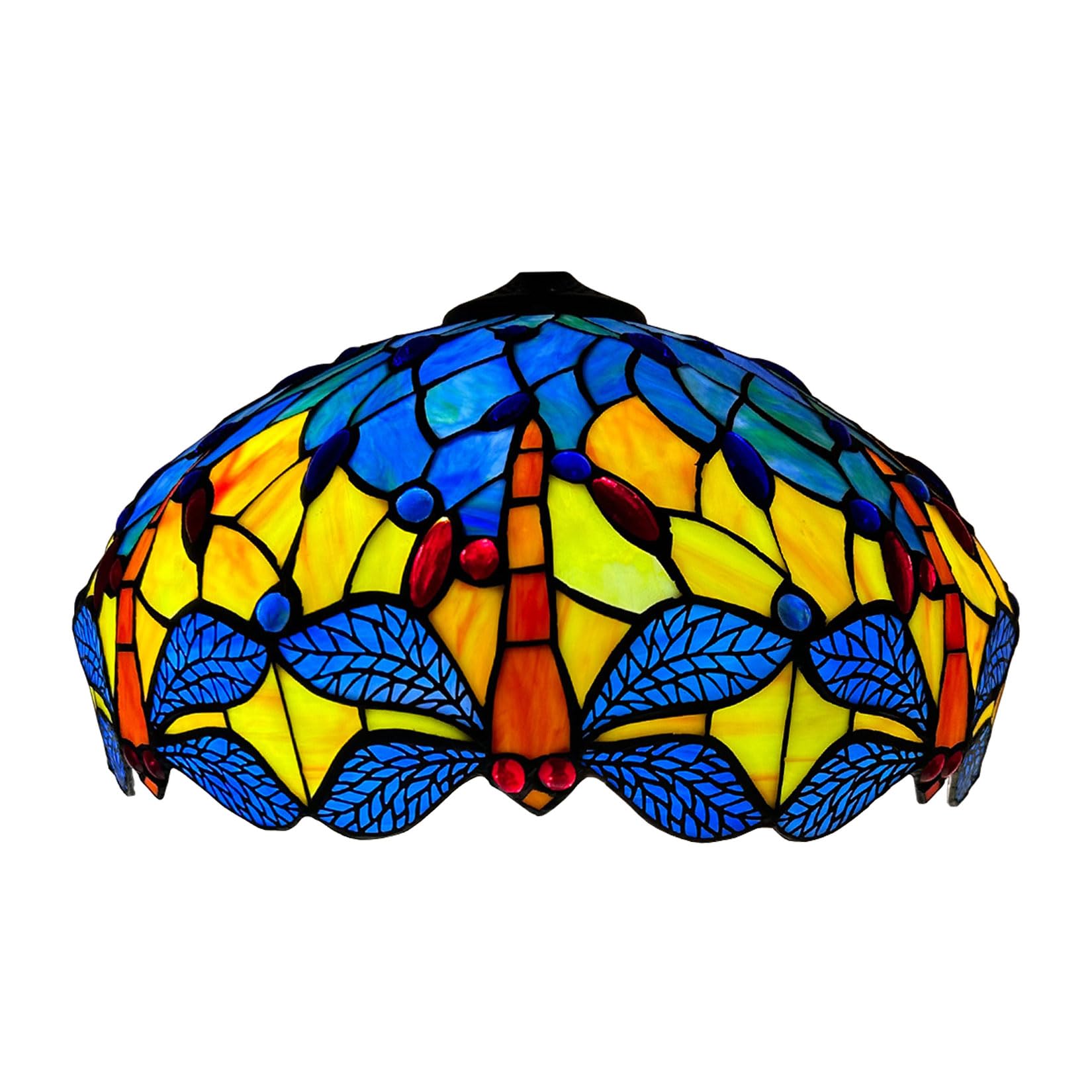 SaryEdge Dragonfly Tiffany Lamp Shade Replacement, Only 16X9 Inch Stained Glass Lampshades, Suitable for Table Lamp Floor Lamp Hanging Pendant lamp Ceiling Light，，