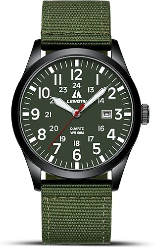 Miniatura 10 de LN LENQIN Relojes para hombre, unisex, militar, deportivo, correa de nailon, elegante, luminoso, analógico, de cuarzo, para hombre, impermeable