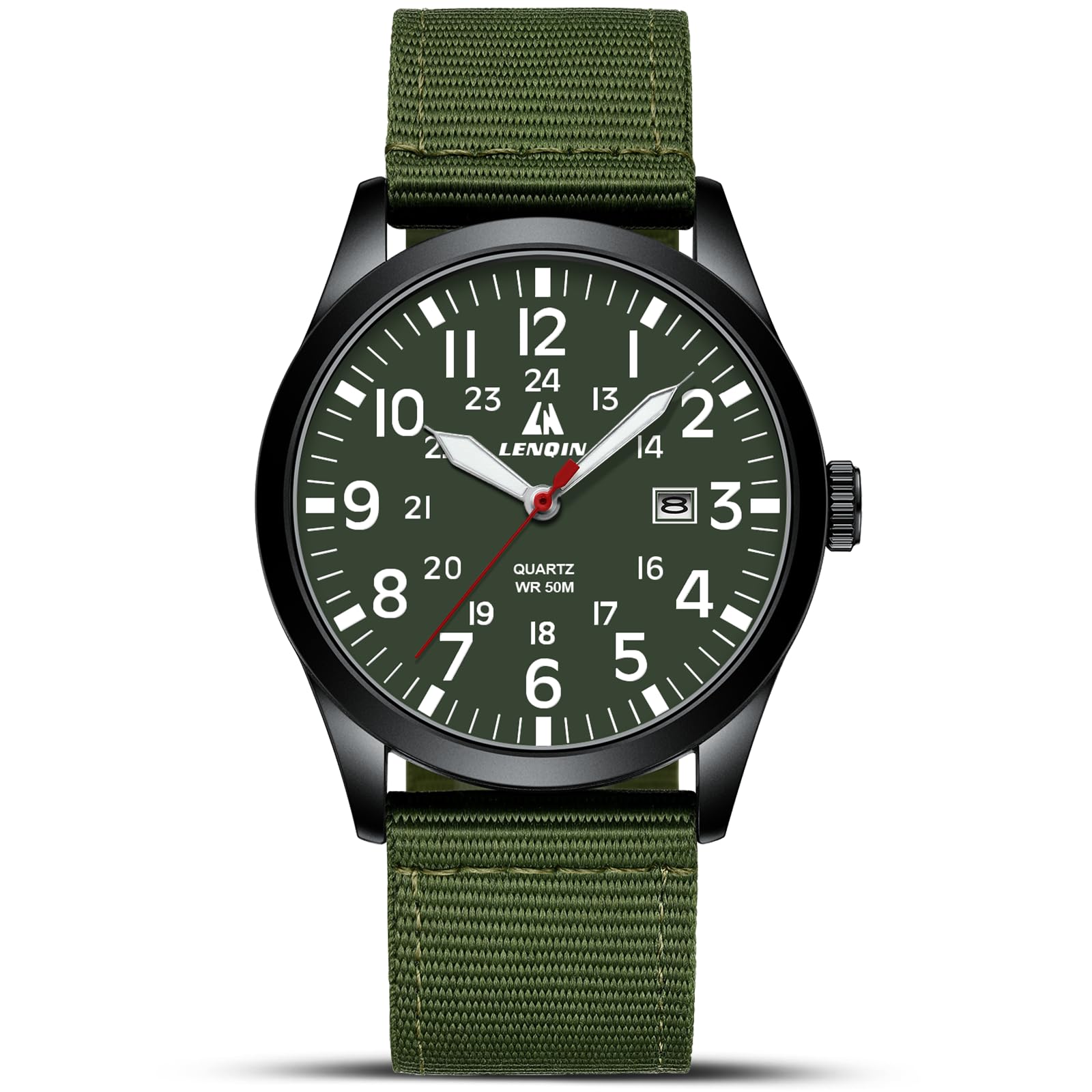 LN LENQIN Mens Watches Military Sport Analog Quartz Watch for Men | Nylon Strap Stylish Luminous Fashion Army 3ATM Waterproof Tactical Casual Wristwatch Unisex Watch With Date