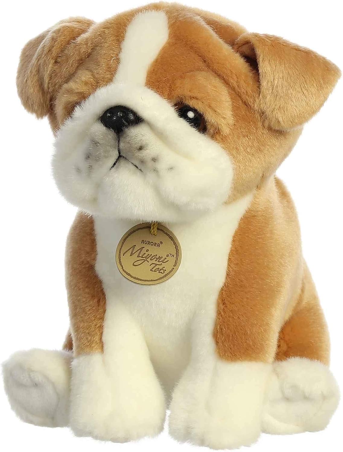 Aurora® Adorable Miyoni® Tots Bulldog Pup Stuffed Animal - Lifelike Details Make a Cherished Companion - Perfect for Decorating Bedrooms or Classrooms - White 8 Inches