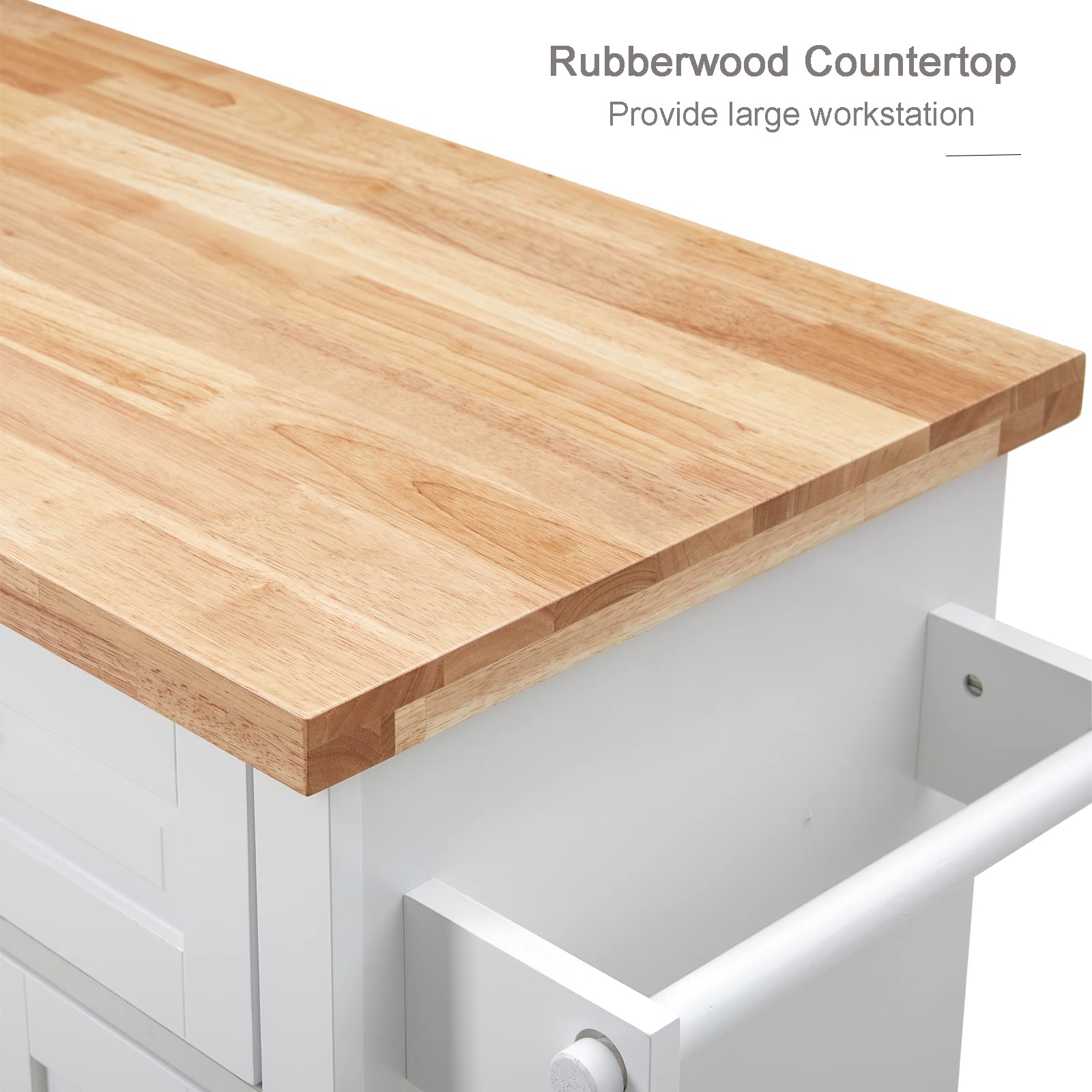 Buy Kitchen Island on Wheels with Storage, White Rolling Kitchen Island