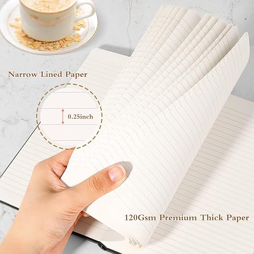 Miniatura 4 de Huhuhero Cuadernos diarios, cuaderno a rayas, diario a rayas de papel grueso de alta calidad, cuaderno de tapa dura negro para oficina, hogar,