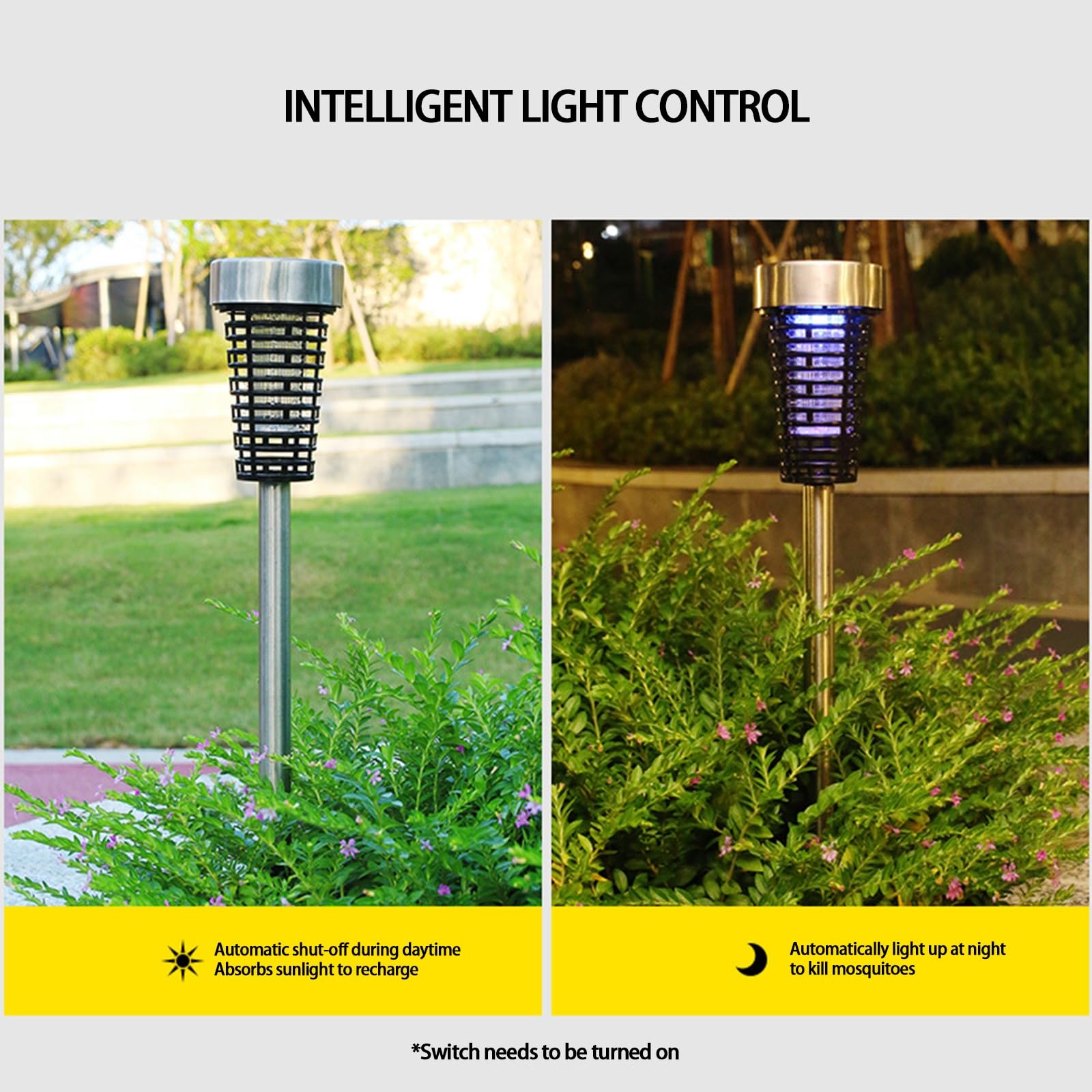 Insetticida Solare per Esterni 2 Pack di Mosche Assassine da Campo Patio Impermeabile Repellente per Zanzare Trappola a Luce LED per Insetti per Giardino, Campeggio, Picnic