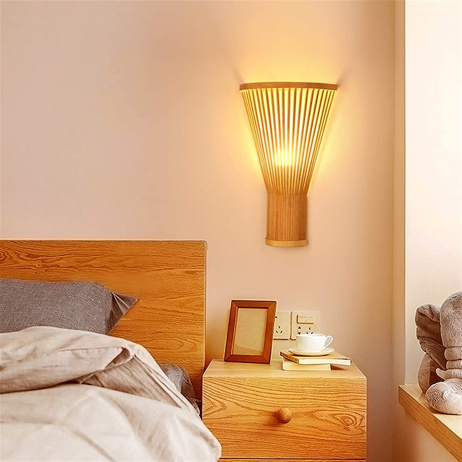 Luces de Pared Luces de Pared de bambú Chino, lámpara de Pared Creativa para Sala de Estar, Patio, Granja, casa de té, Escalera, Pasillo, cafetería, Restaurante, Apliques de Pared Sala de Lectura