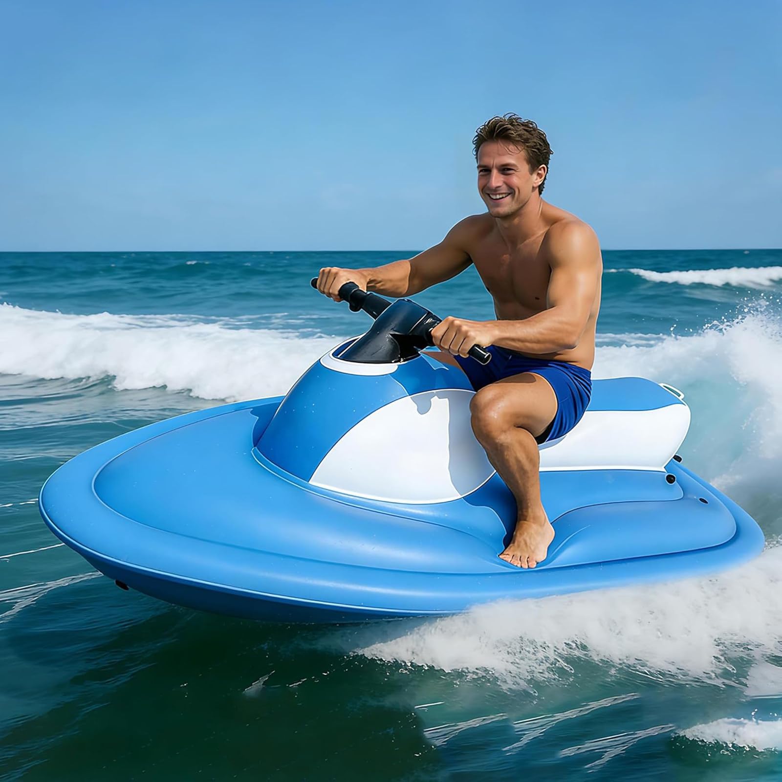 HajMyrdonyx Inflatable Boat Jet Ski, Upgraded 2-Person Inflatable Jet Boat, Electric Underwater Scooter Ski, Inflatable Foldable Motorboat, for Adults, Pool, Lake & Ocean Fun No propulsion