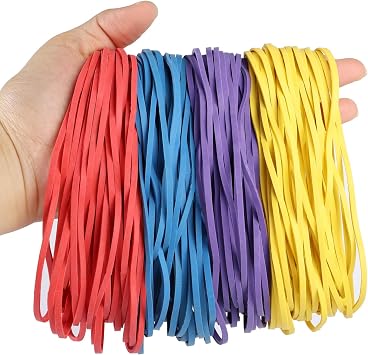 120 Pcs Large Rubber Bands, Elastic Bands, Strong Elastic Rubber Bands | Colorful, 15 CM Large Size, Durable Rubber, Strong Stretch, for Office Home, Bank, School, Organizing, Bundling, DIY Crafts