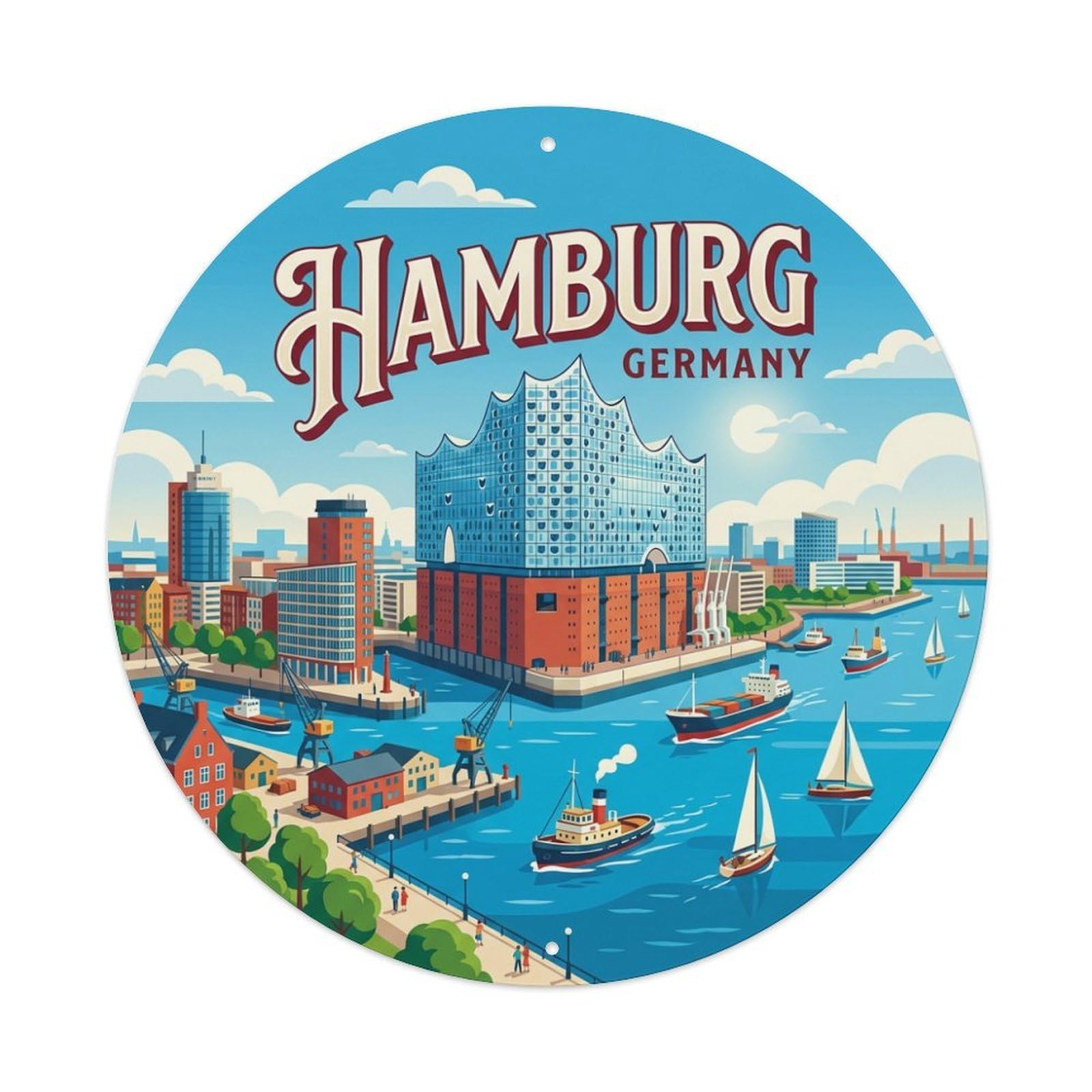 Galvaxio Style Germany Vintage Travel Hamburg Metal Tin Sign