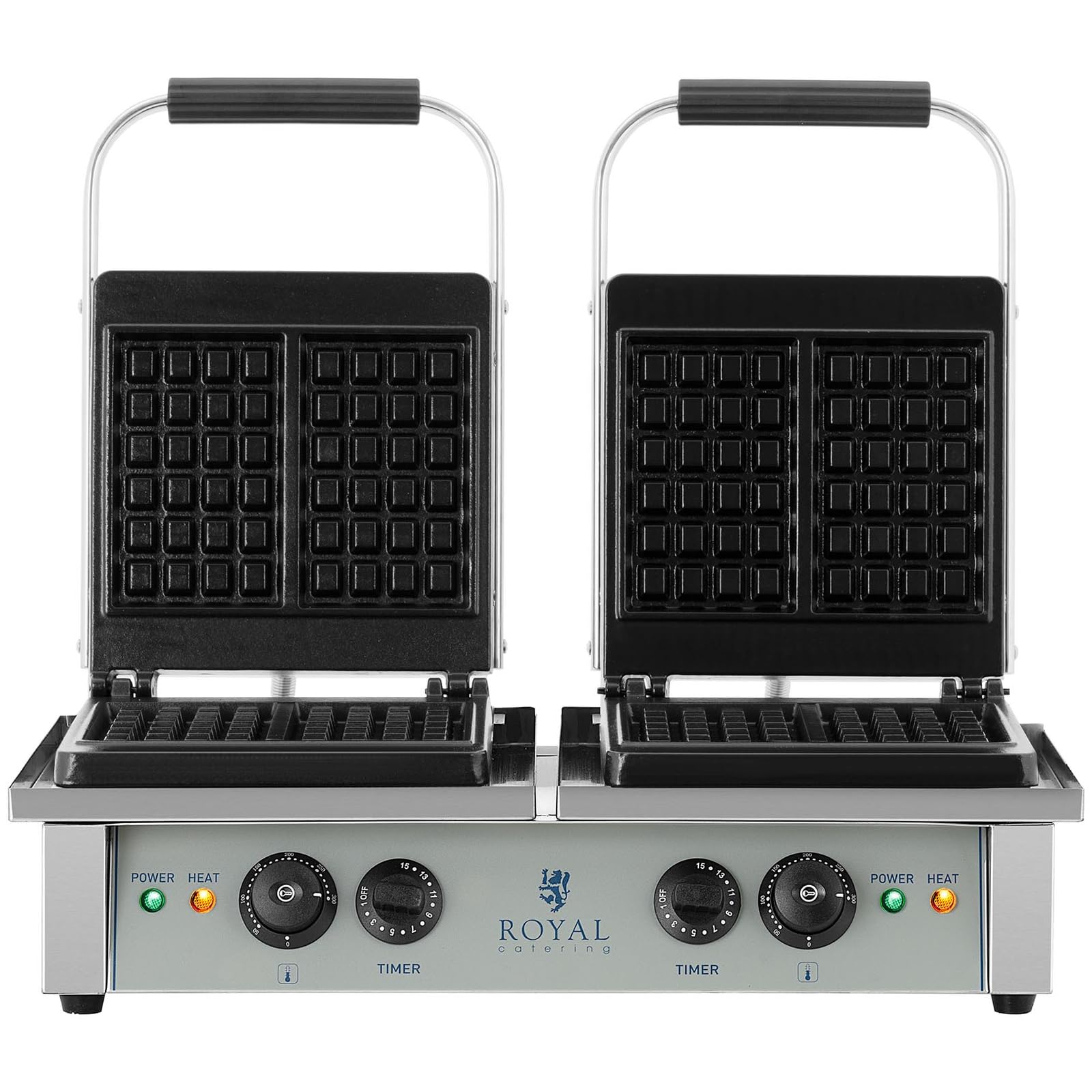 Royal Catering Gofrera Máquina Para Hacer Gofres RCWM-4000-E (Para 4 gofres, Temperatura de 50 a 300 °C, 2 x 2.000 W)